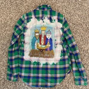 Christmas girls plaid flannel